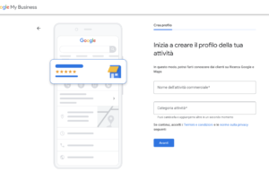 Screenshot creazione profilo attività su Google