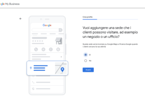 Screenshot creazione profilo attività su Google